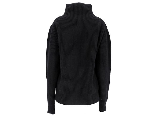 Autre Marque Hr. P. Strickpullover mit Rollkragen aus schwarzer Wolle - Ansicht 8