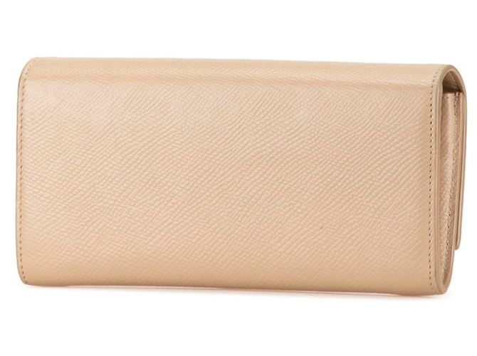 Céline Portafoglio grande a soffietto Celine in pelle beige - vista 2