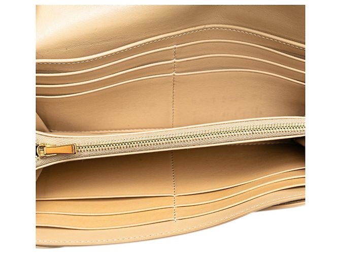 Céline Portafoglio grande a soffietto Celine in pelle beige - vista 5