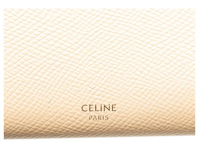 Céline Portafoglio grande a soffietto Celine in pelle beige - vista 6
