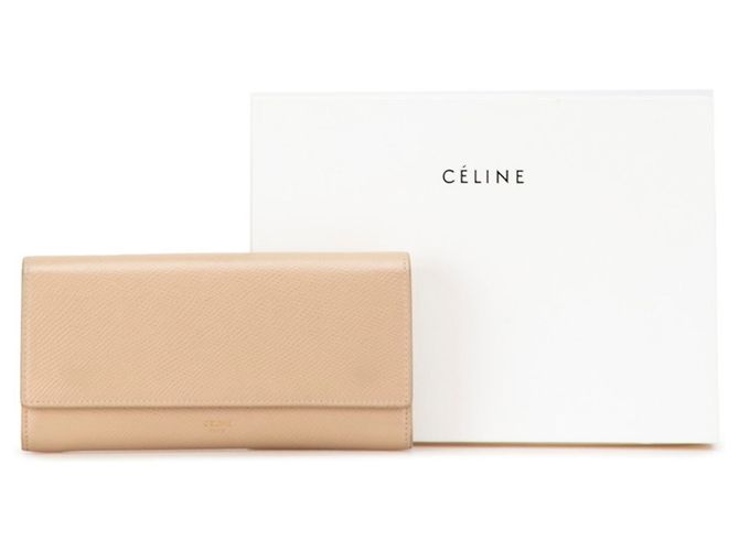 Céline Portafoglio grande a soffietto Celine in pelle beige - vista 9
