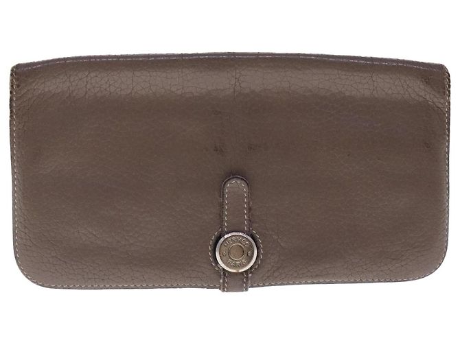 Hermès HERMES Dogon Long Long Wallet Pelle Marrone Auth bs18715 - vista 13