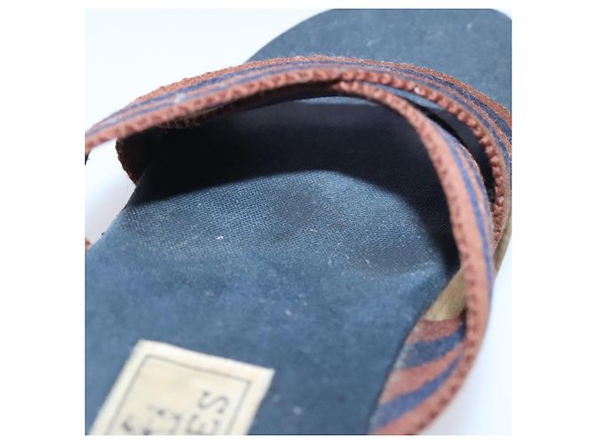 Hermès Sandali HERMES Tela Blu Navy Marrone Auth ti2173 - vista 19