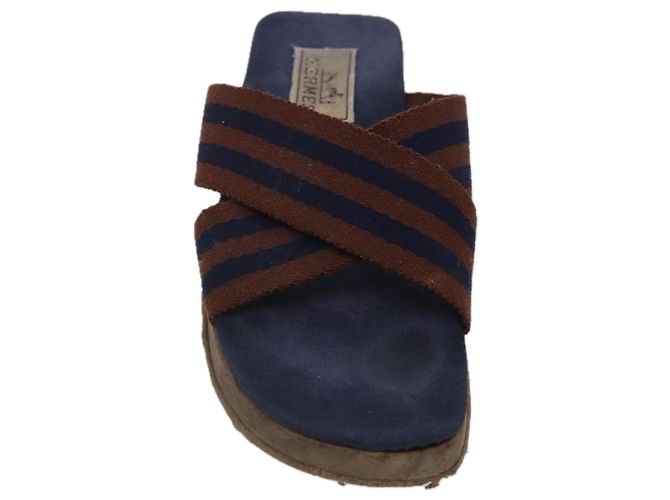 Hermès Sandali HERMES Tela Blu Navy Marrone Auth ti2173 - vista 2