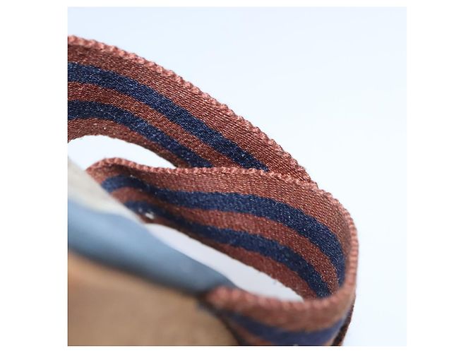 Hermès Sandali HERMES Tela Blu Navy Marrone Auth ti2173 - vista 21