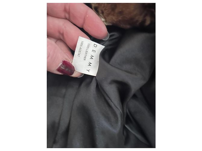Autre Marque Chaqueta de piel Demmy con cuello de cuero marrón - vista 12