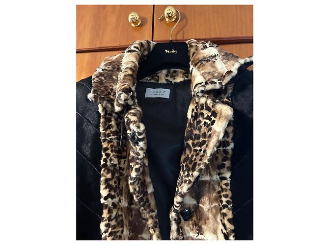 Autre Marque Chaqueta de piel Demmy con cuello de cuero marrón - vista 3