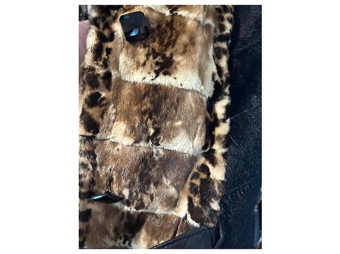 Autre Marque Chaqueta de piel Demmy con cuello de cuero marrón - vista 4