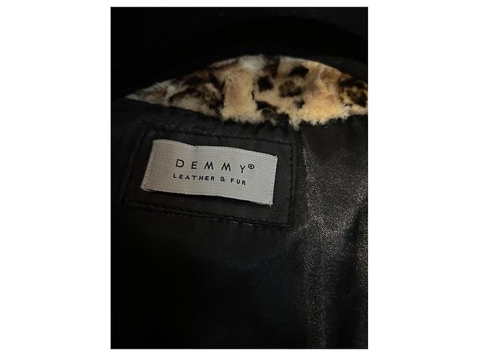 Autre Marque Chaqueta de piel Demmy con cuello de cuero marrón - vista 5