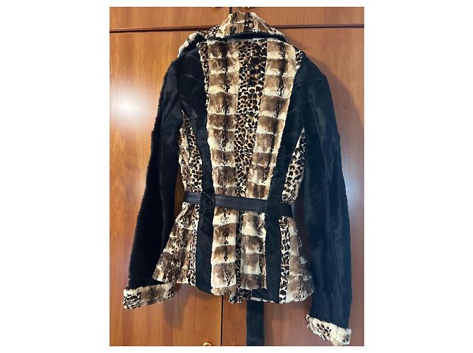 Autre Marque Chaqueta de piel Demmy con cuello de cuero marrón - vista 7