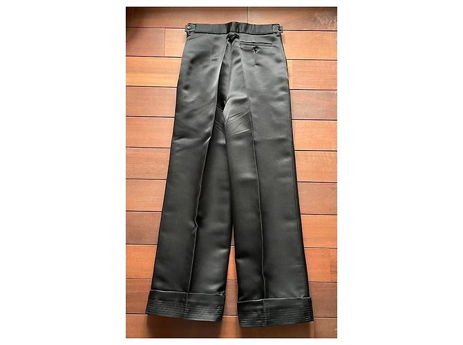 Guy Laroche Schwarze Plissierte Baumwollsatin Hose - Ansicht 10
