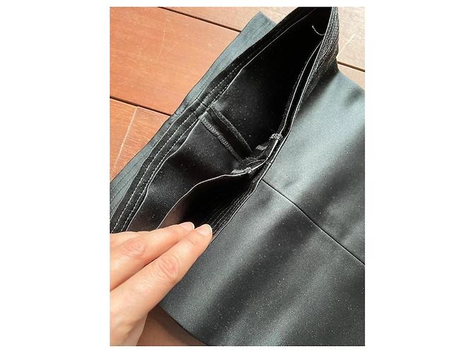 Guy Laroche Schwarze Plissierte Baumwollsatin Hose - Ansicht 11