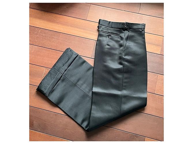 Guy Laroche Schwarze Plissierte Baumwollsatin Hose - Ansicht 12