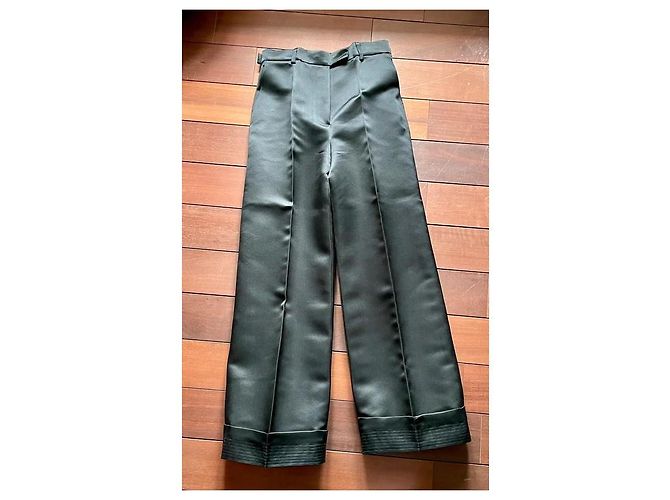 Guy Laroche Schwarze Plissierte Baumwollsatin Hose - Ansicht 5