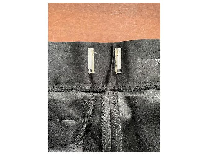 Guy Laroche Schwarze Plissierte Baumwollsatin Hose - Ansicht 6