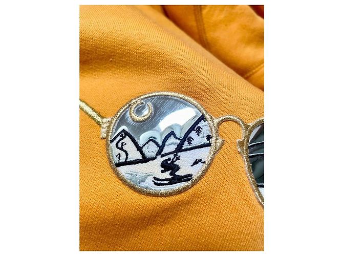 Sweatshirt Sonia Rykiel en coton jaune avec broderie dorée Noir Argenté - vue 4