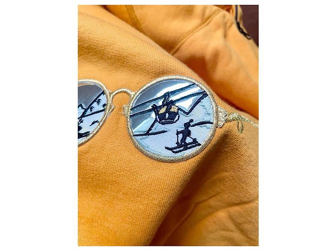 Sweatshirt Sonia Rykiel en coton jaune avec broderie dorée Noir Argenté - vue 5