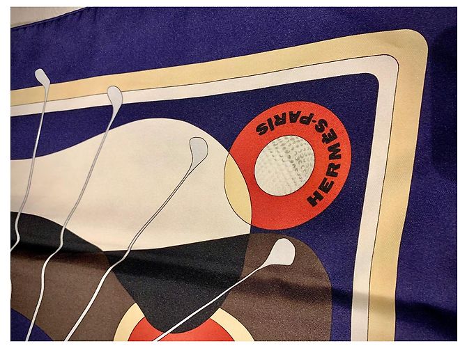 Foulard Hermès Swing in seta blu navy - vista 2