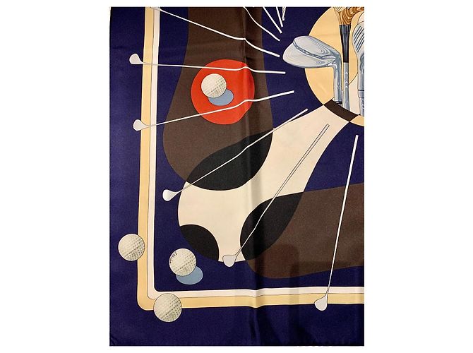 Foulard Hermès Swing in seta blu navy - vista 8
