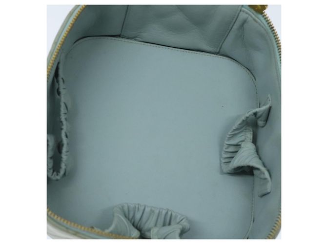CHANEL Matelassé Vanity Pouch Cosmetico in Pelle di Agnello Blu Oro CC Auth yk15445 D'oro - vista 10