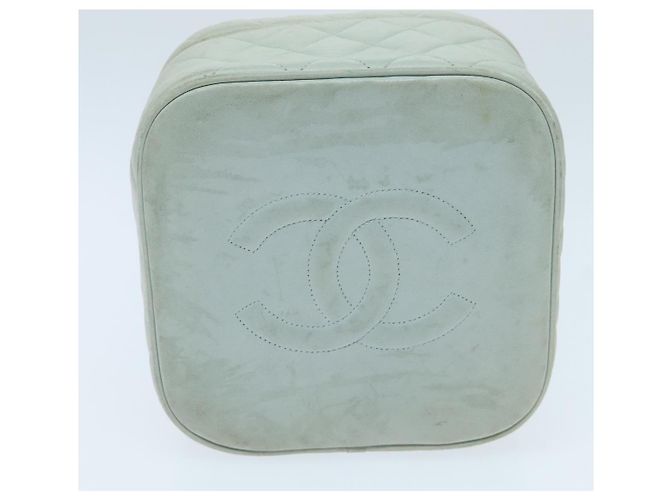 CHANEL Matelassé Vanity Pouch Cosmetico in Pelle di Agnello Blu Oro CC Auth yk15445 D'oro - vista 5