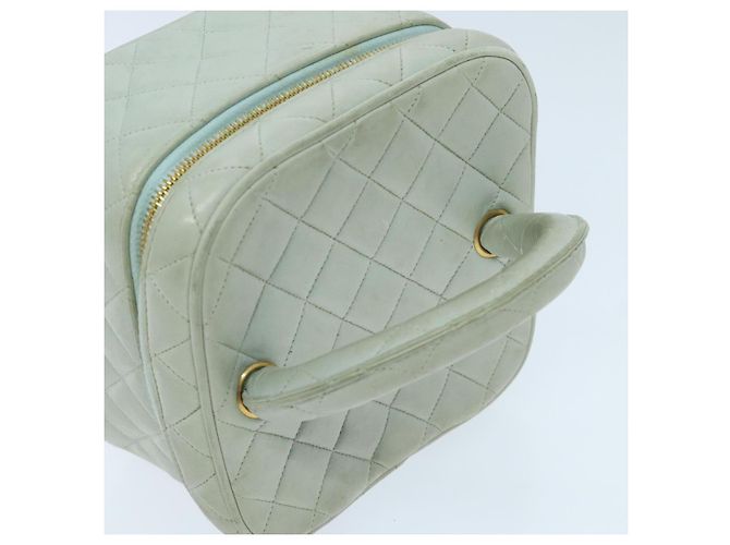 CHANEL Matelassé Vanity Pouch Cosmetico in Pelle di Agnello Blu Oro CC Auth yk15445 D'oro - vista 6