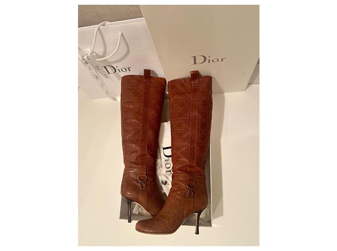 Botas Christian Dior Cannage de piel de ternera Camello - vista 2