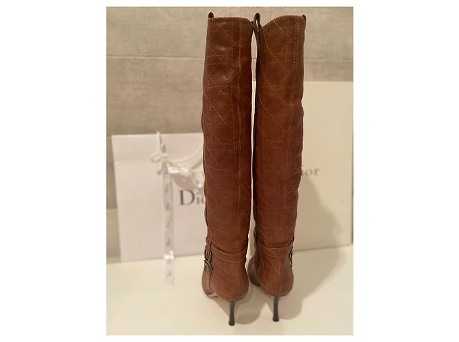 Botas Christian Dior Cannage de piel de ternera Camello - vista 3