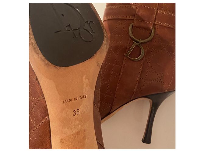 Botas Christian Dior Cannage de piel de ternera Camello - vista 6