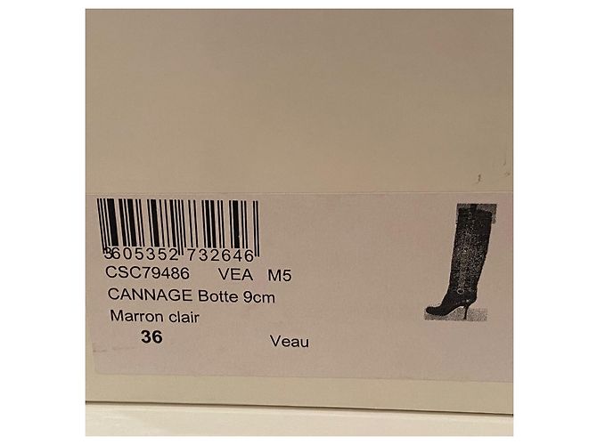 Botas Christian Dior Cannage de piel de ternera Camello - vista 8