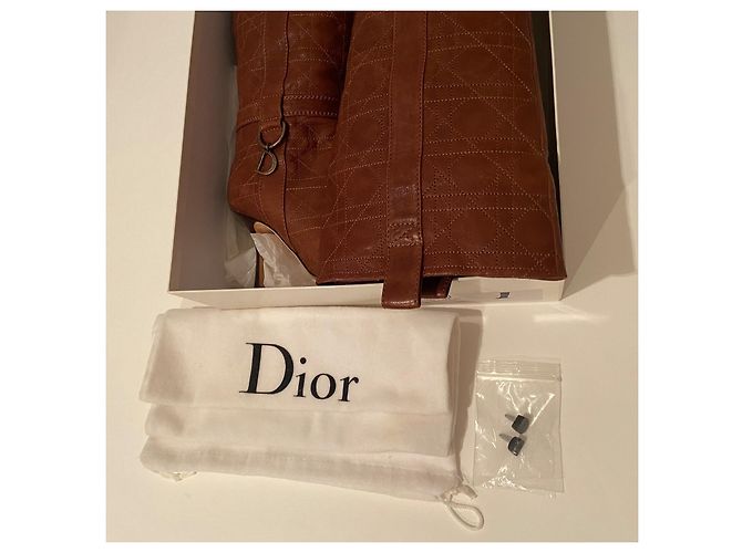 Botas Christian Dior Cannage de piel de ternera Camello - vista 9