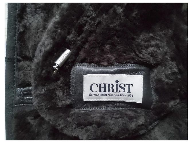 Autre Marque Abrigo de piel de oveja shearling original CHRIST alemán Negro - vista 4