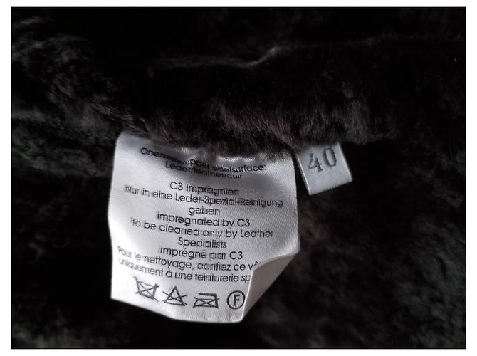 Autre Marque Abrigo de piel de oveja shearling original CHRIST alemán Negro - vista 7