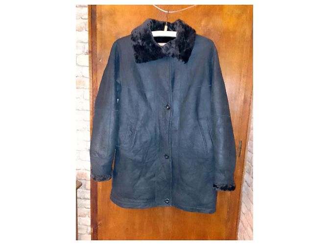 Autre Marque Abrigo de piel de oveja shearling original CHRIST alemán Negro - vista 9