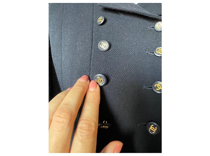 Chanel Black Wool Jacket Double CC Buttons - view 2