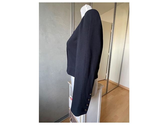 Chanel Black Wool Jacket Double CC Buttons - view 4