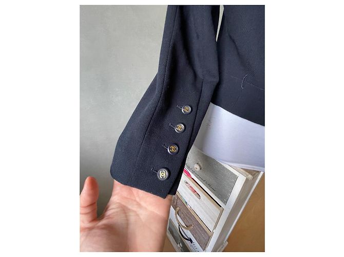 Chanel Black Wool Jacket Double CC Buttons - view 6