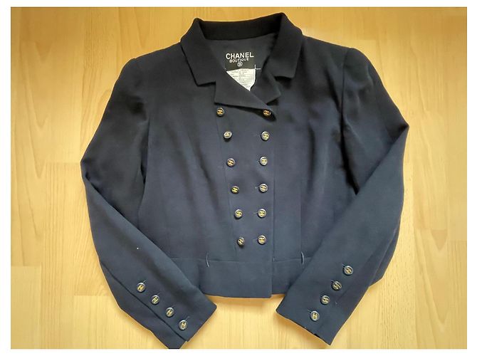 Chanel Black Wool Jacket Double CC Buttons - view 9