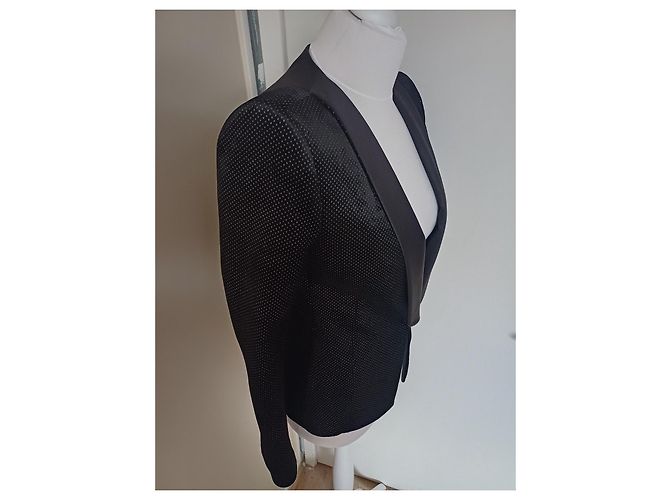 Balmain Samtjacke mit Punkten in Schwarz - Ansicht 2