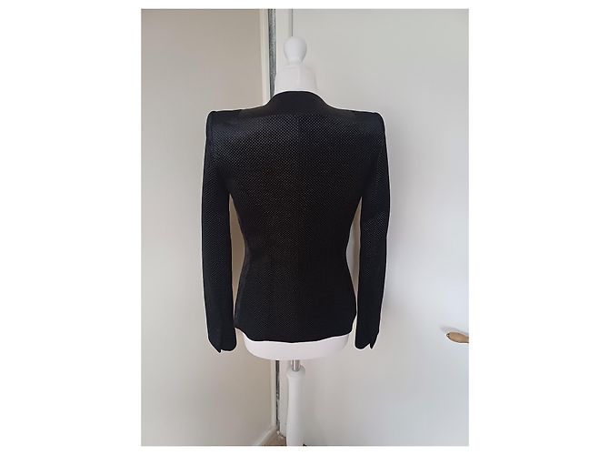 Balmain Samtjacke mit Punkten in Schwarz - Ansicht 3