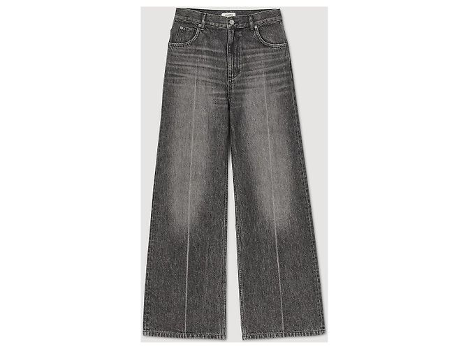 Jeans de perna larga Sandro Cinza de algodão - vista 3