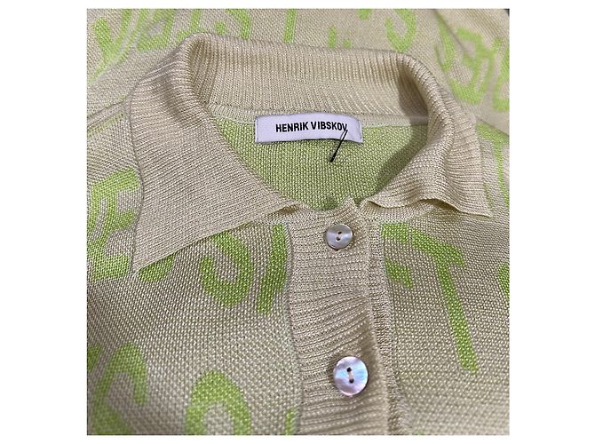 Henrik Vibskov Monogram Saft Strik Polo Shirt Grün - Ansicht 4