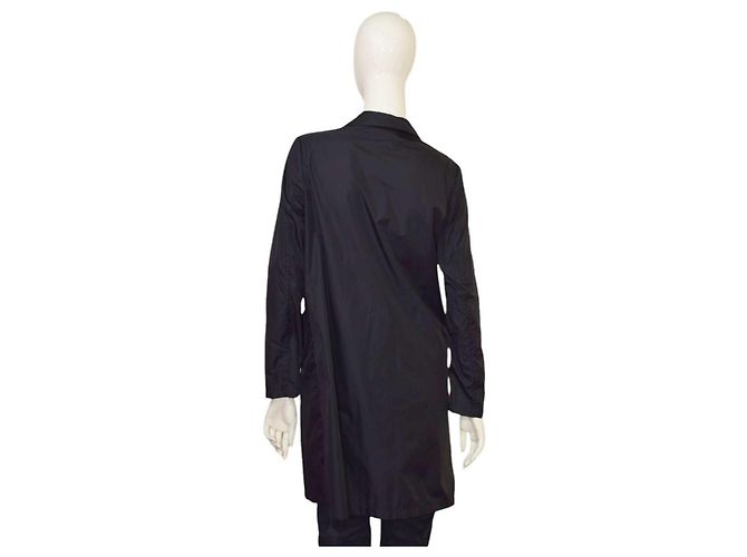 Aspesi Schwarzer Wasserabweisender Nylon Trenchcoat Leicht S - Ansicht 2