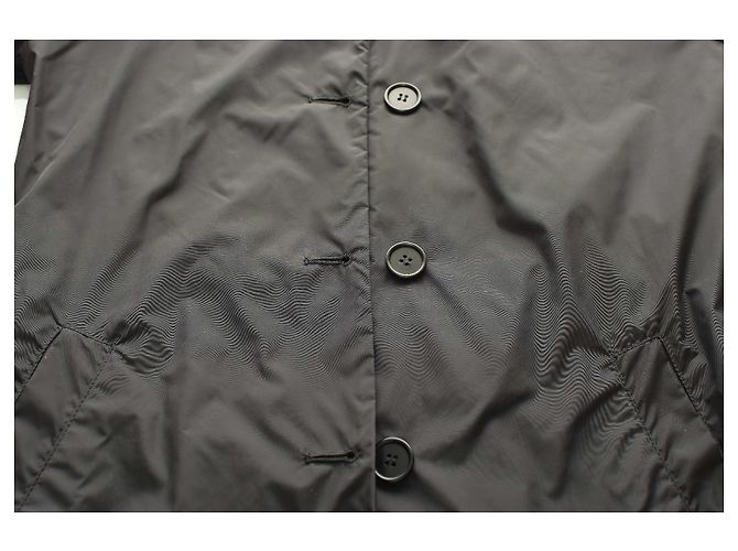 Aspesi Schwarzer Wasserabweisender Nylon Trenchcoat Leicht S - Ansicht 5