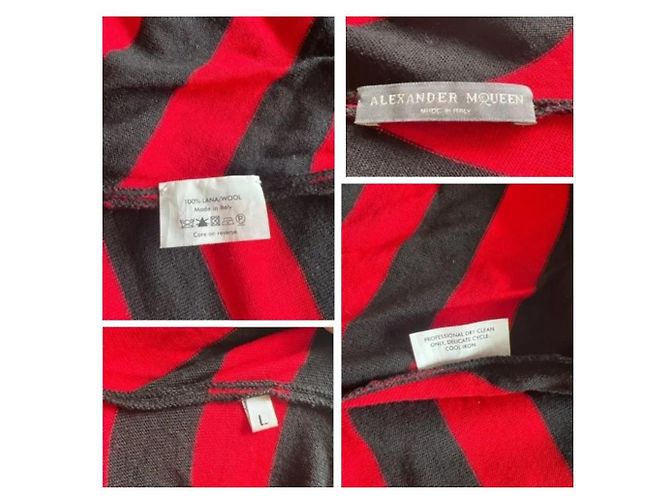 Rot und schwarzes asymmetrisches Kleid Herbst Winter 2009/2010 ALEXANDER McQUEEN Mehrfarben - Ansicht 13