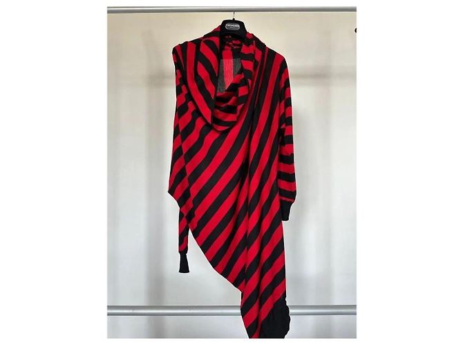 Rot und schwarzes asymmetrisches Kleid Herbst Winter 2009/2010 ALEXANDER McQUEEN Mehrfarben - Ansicht 15