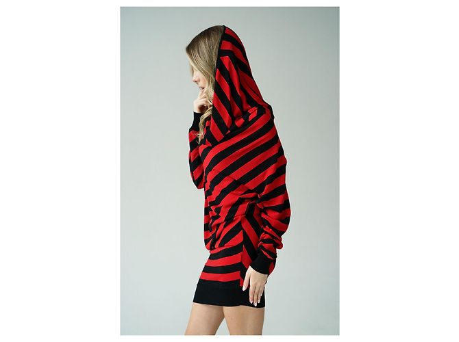 Rot und schwarzes asymmetrisches Kleid Herbst Winter 2009/2010 ALEXANDER McQUEEN Mehrfarben - Ansicht 5