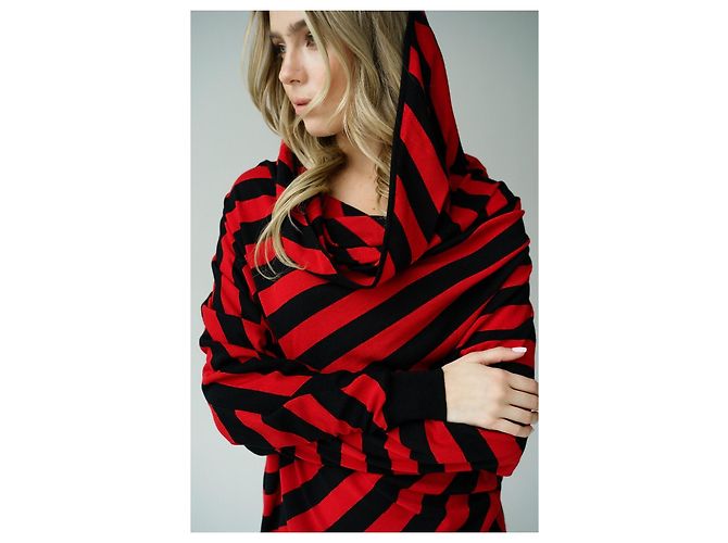 Rot und schwarzes asymmetrisches Kleid Herbst Winter 2009/2010 ALEXANDER McQUEEN Mehrfarben - Ansicht 7