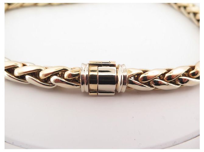 COLLANA VINTAGE O.J. PERRIN MAGLIA PALMA IN ORO GIALLO 18K 2 TONI 112GR - vista 2