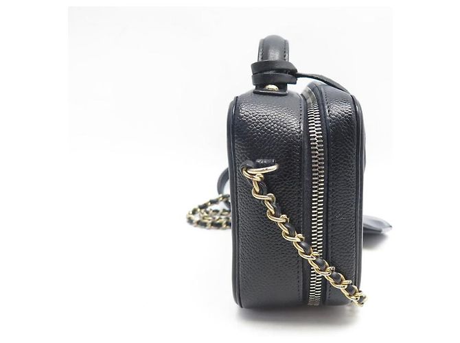 CHANEL VANITY LOGO CC KAVIARLEDER HANDTASCHE Schwarz - Ansicht 4